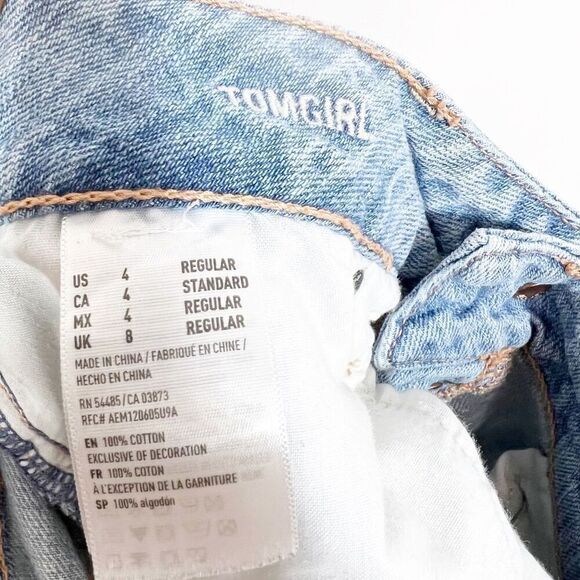 American Eagle Jeans Womens 4 Tomgirl Distressed Straight Relaxed Light Wash - Picture 3 of 6